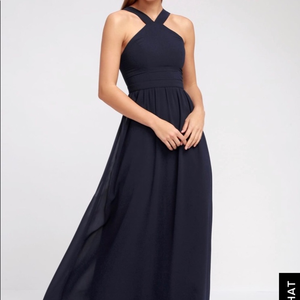 Lulu’s Air Of Romance navy blue maxi dress